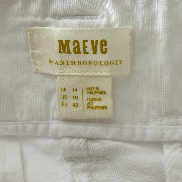 Maeve Naomi Wide Leg Pants Size 10 White Linen Magic Fabric Casual Anthropologie - Picture 9 of 13